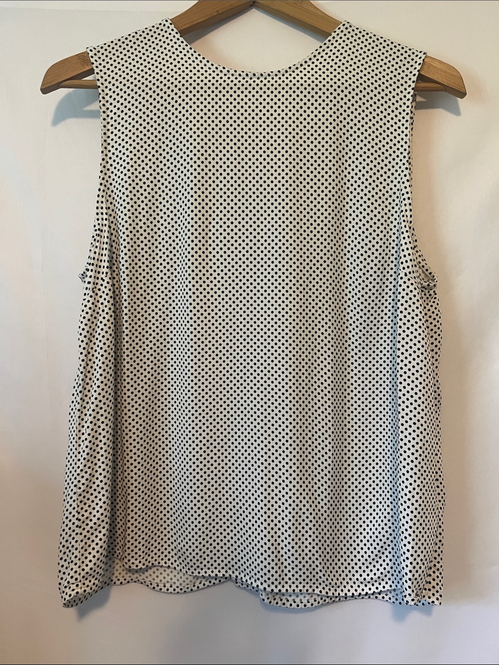 POPSUGAR Polka Dot Sleeveless Shirt Full Length Back Buttons Sz L Capsule